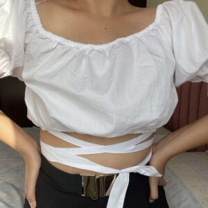 White Croptop with Tie-up