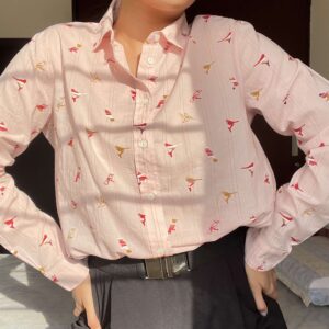 Pastel Pink Birdprinted Shirt