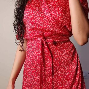 Red Spotted Wraparound Dress