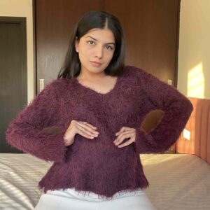 Wine Soft Fur Sweater