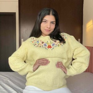 Pastel Yellow Embroidered Knit Sweater
