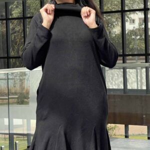 Black Turtleneck Dress With Pockets