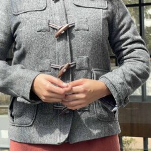 Grey Zipper Jacket with Wooden Buttons