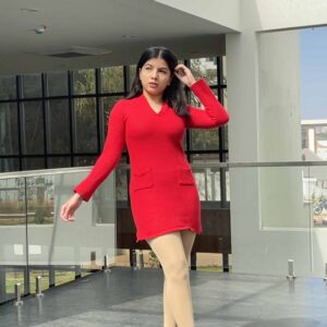 Red Bodycon Dress With Pockets