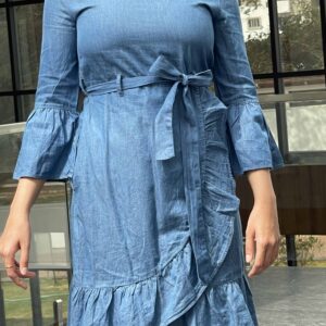 Denim Wraparound Dress With Pockets
