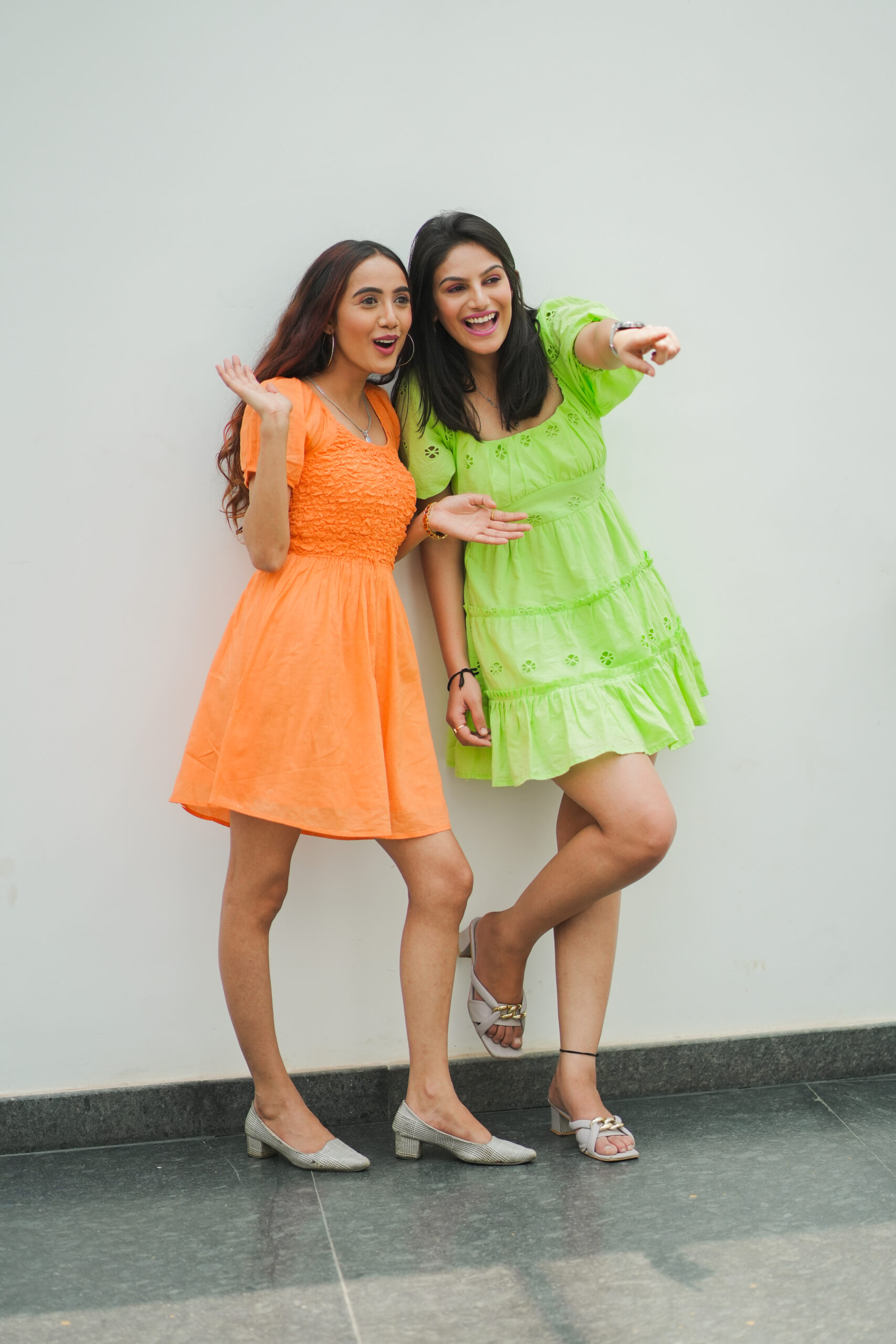 Candy Orange Smocked Flare Dress